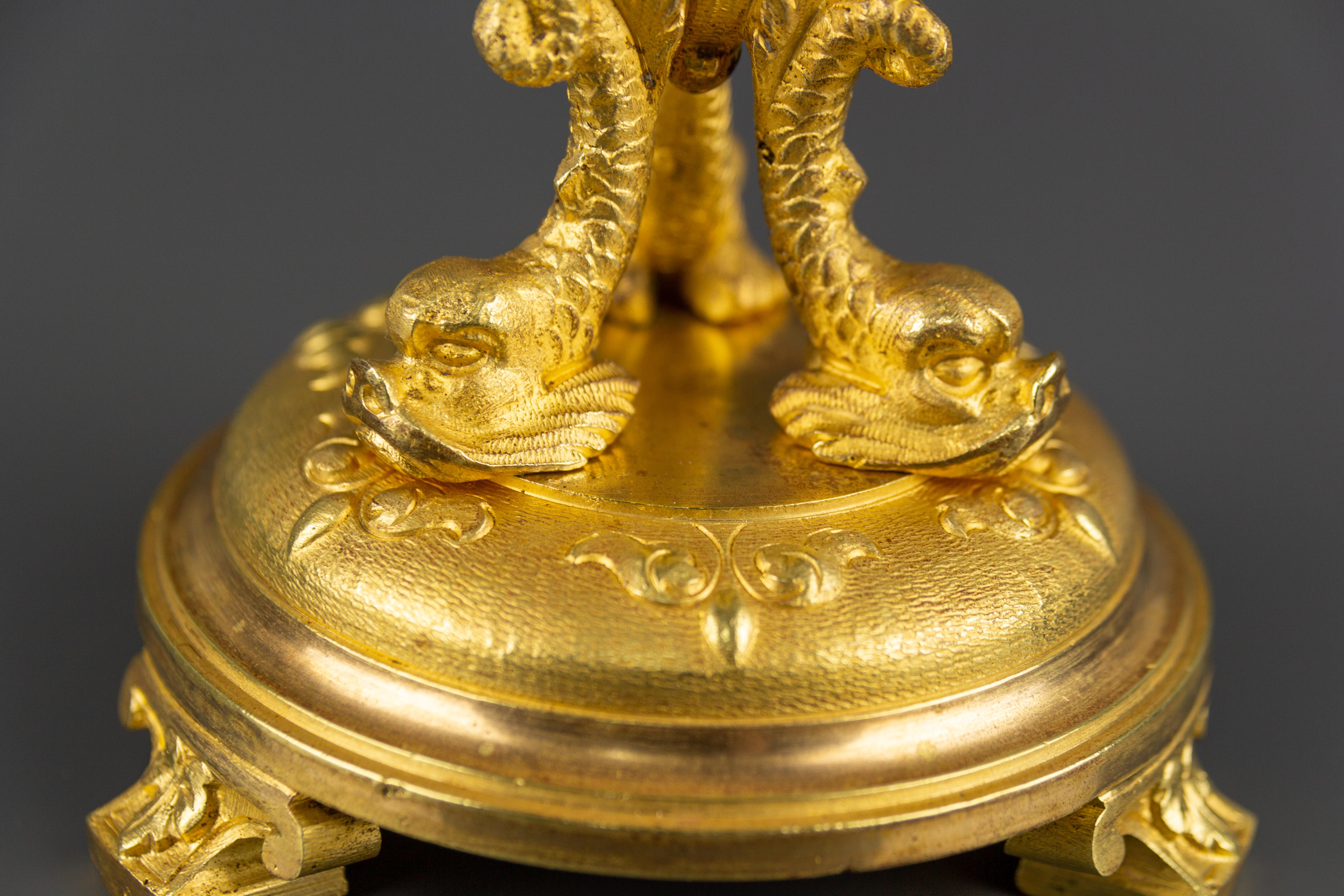 French Late 19th Century Louis XVI Style Gilt Bronze Candlestick with Dolphins For Sale 3