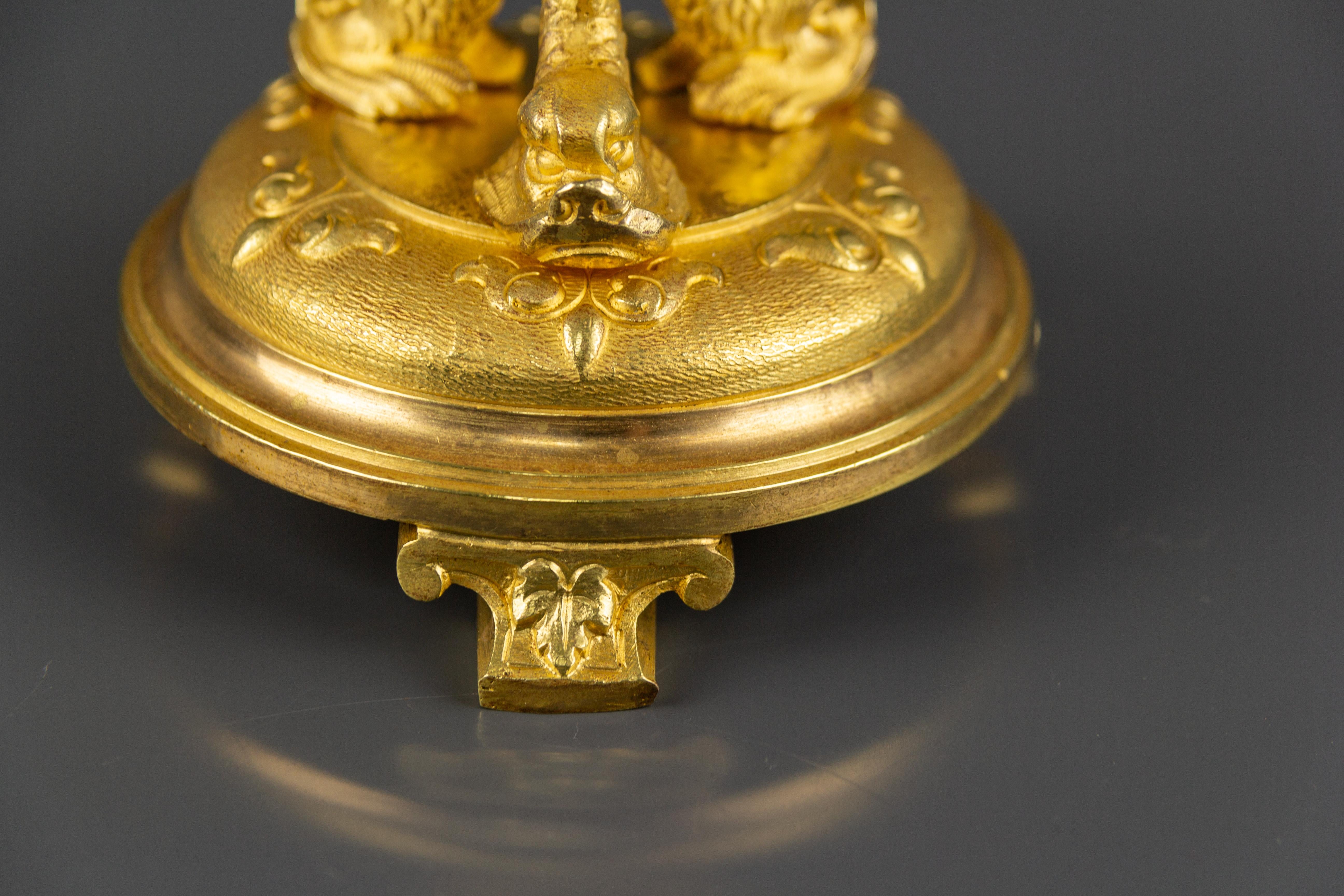 French Late 19th Century Louis XVI Style Gilt Bronze Candlestick with Dolphins For Sale 5