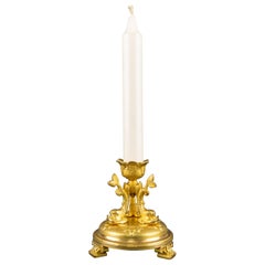 French Late 19th Century Louis XVI Style Gilt Bronze Candlestick with Dolphins