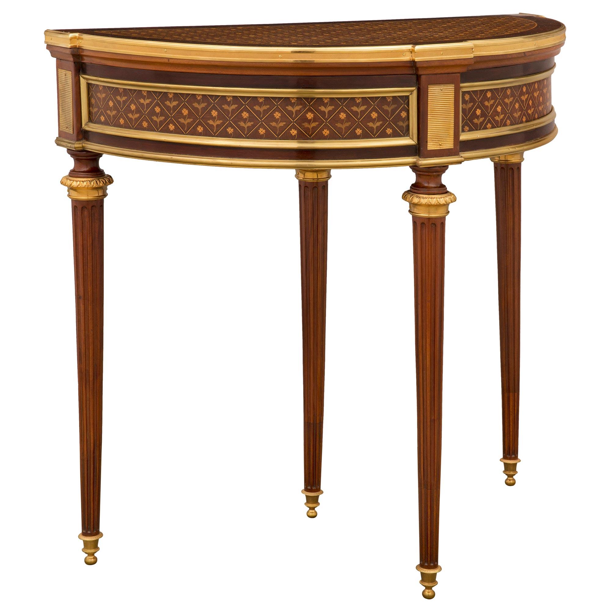 French Late 19th Century Louis XVI Style Mahogany and Ormolu Games Table For Sale 2