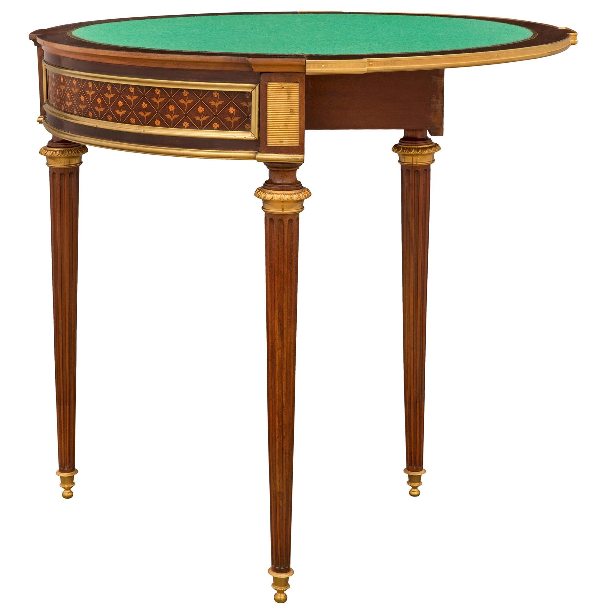 French Late 19th Century Louis XVI Style Mahogany and Ormolu Games Table For Sale 4