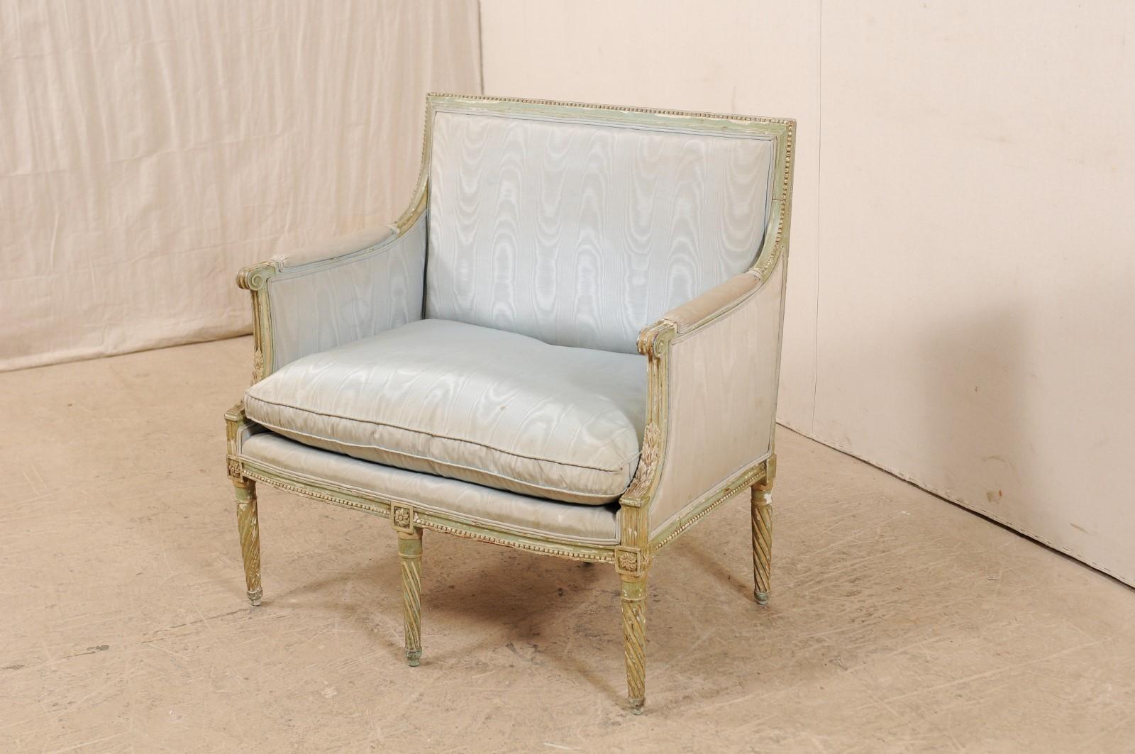Painted French Late 19th Century Louis XVI Style Marquise Armchair