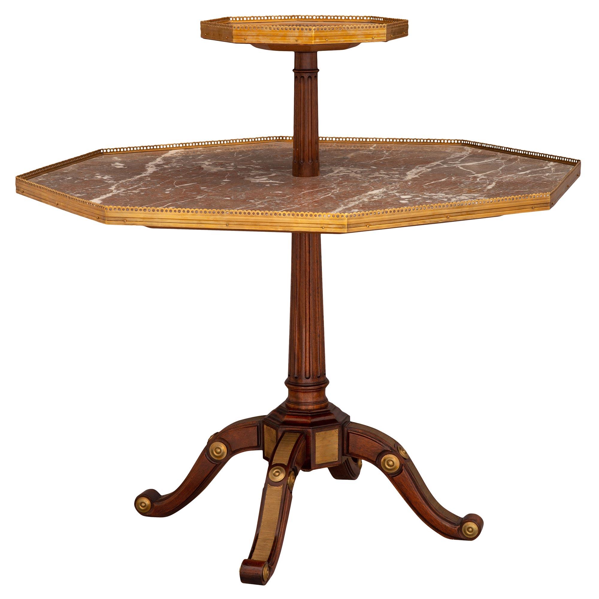French Late 19th Century Louis XVI Style Mounted Two-Tier Center Table In Good Condition For Sale In West Palm Beach, FL