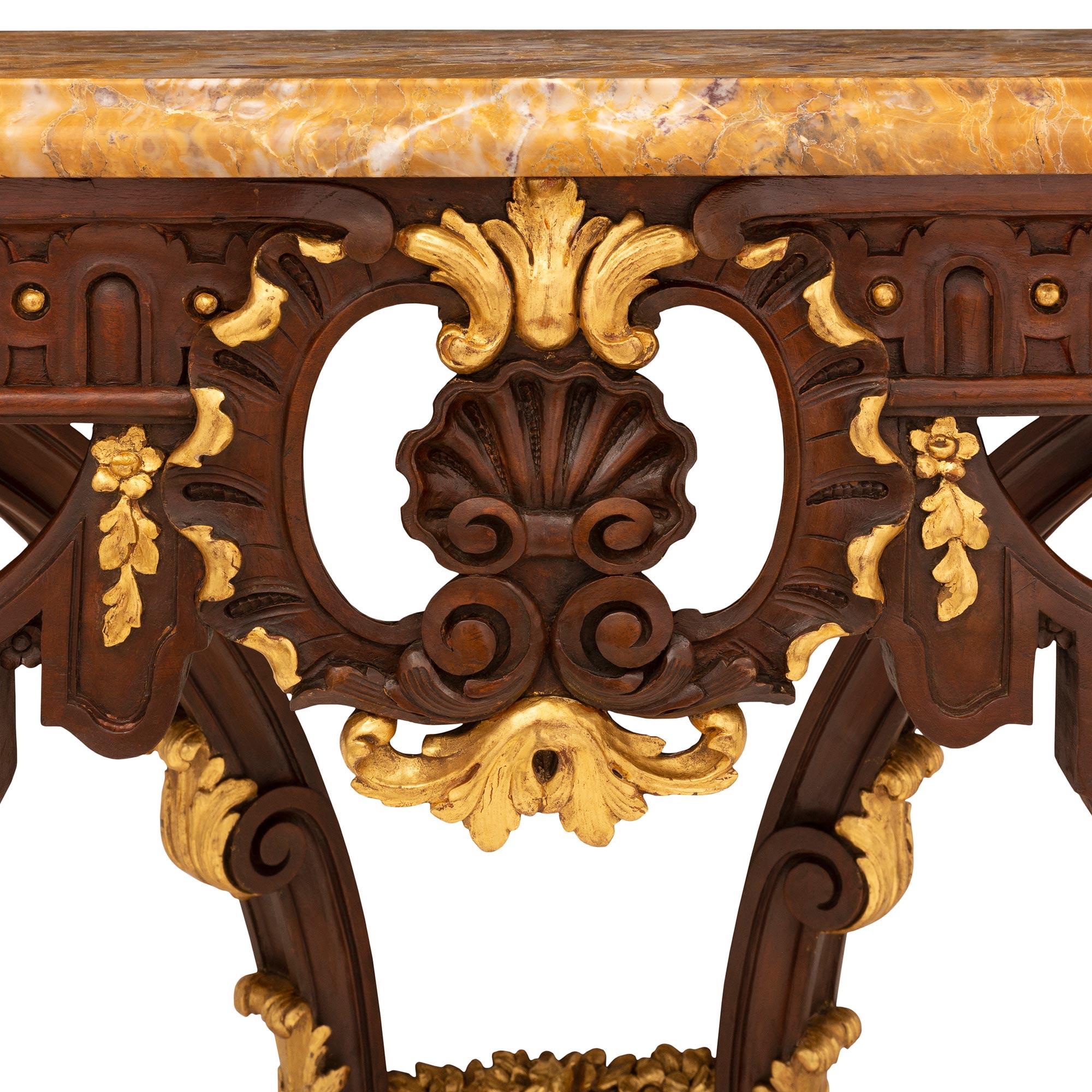 French Late 19th Century Louis XVI Style Oak and Giltwood ‘D’ Shaped Console For Sale 1