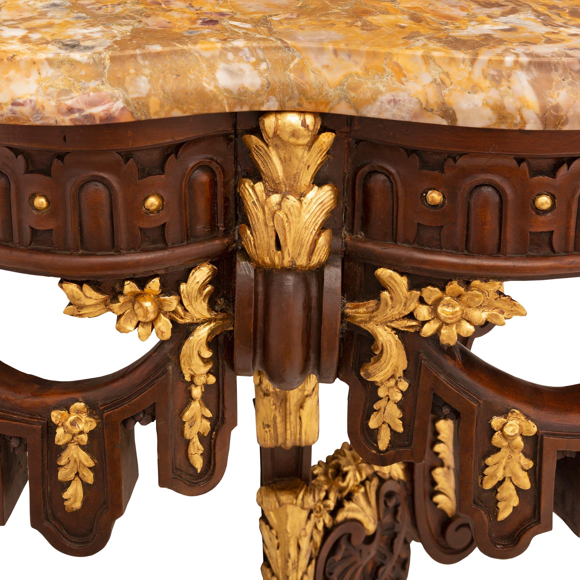 French Late 19th Century Louis XVI Style Oak and Giltwood ‘D’ Shaped Console For Sale 2