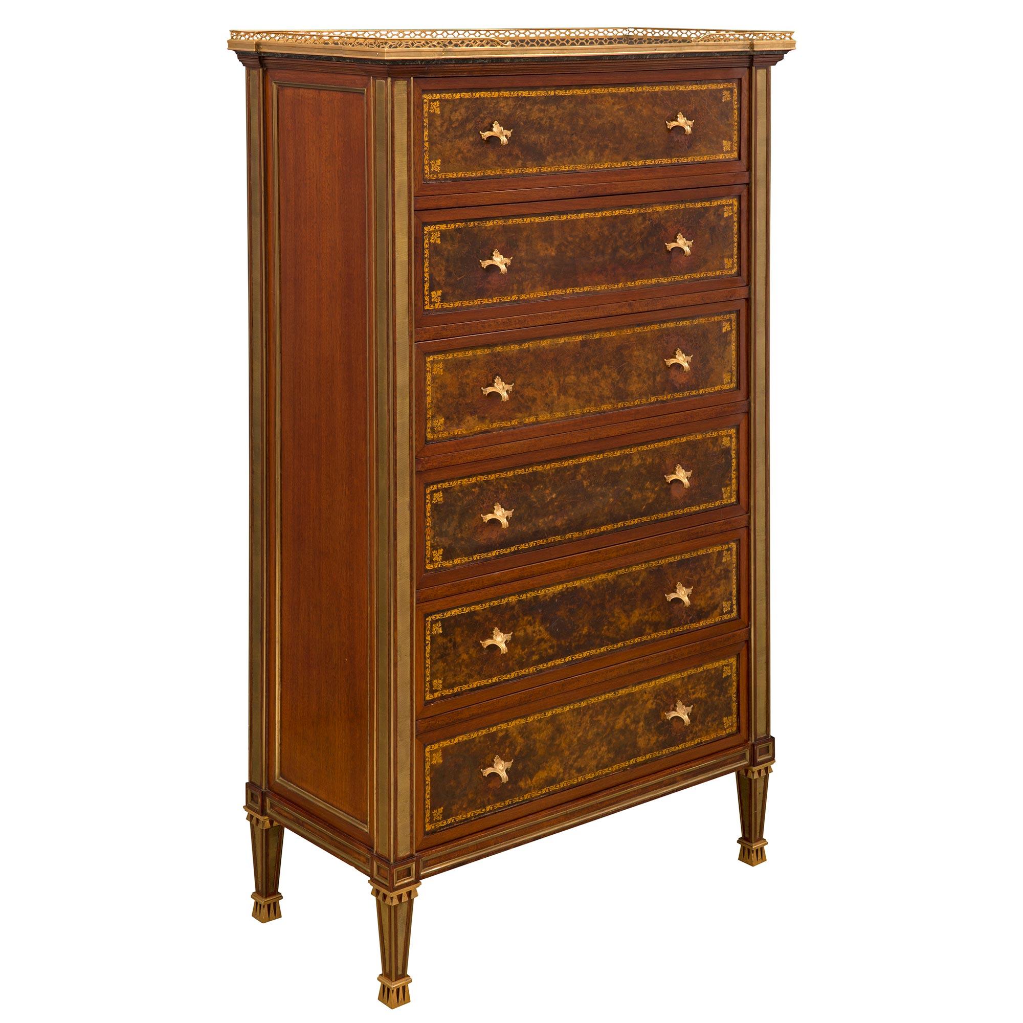 French Late 19th Century Louis XVI Style Six-Drawer Cartonnier Chest In Good Condition For Sale In West Palm Beach, FL