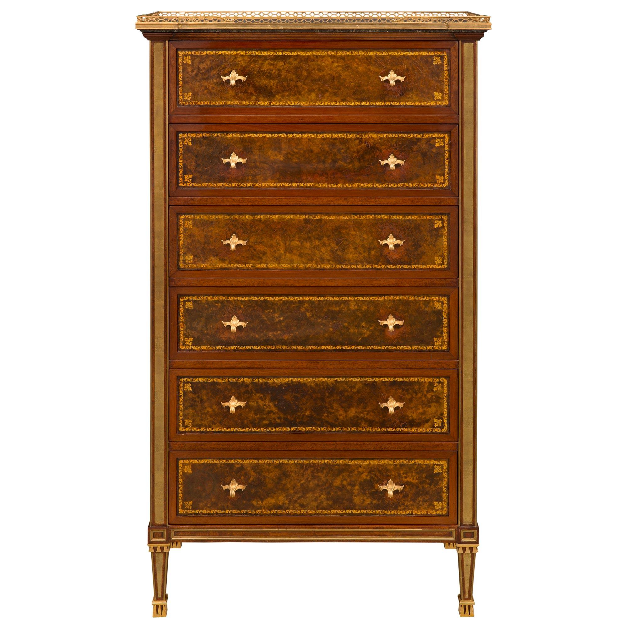French Late 19th Century Louis XVI Style Six-Drawer Cartonnier Chest For Sale