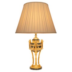 French late 19th century Napoleon III Period Marble and Ormolu lamp