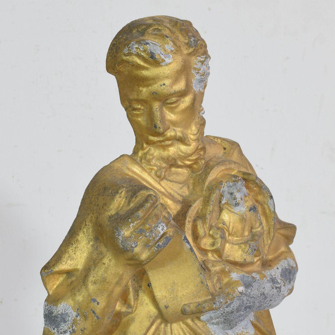 French Late 19th Century Neo Gothic Gilded Metal Saint Statue For Sale 6
