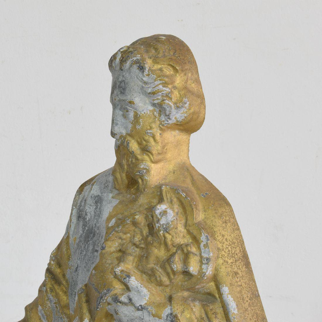 French Late 19th Century Neo Gothic Gilded Metal Saint Statue For Sale 6