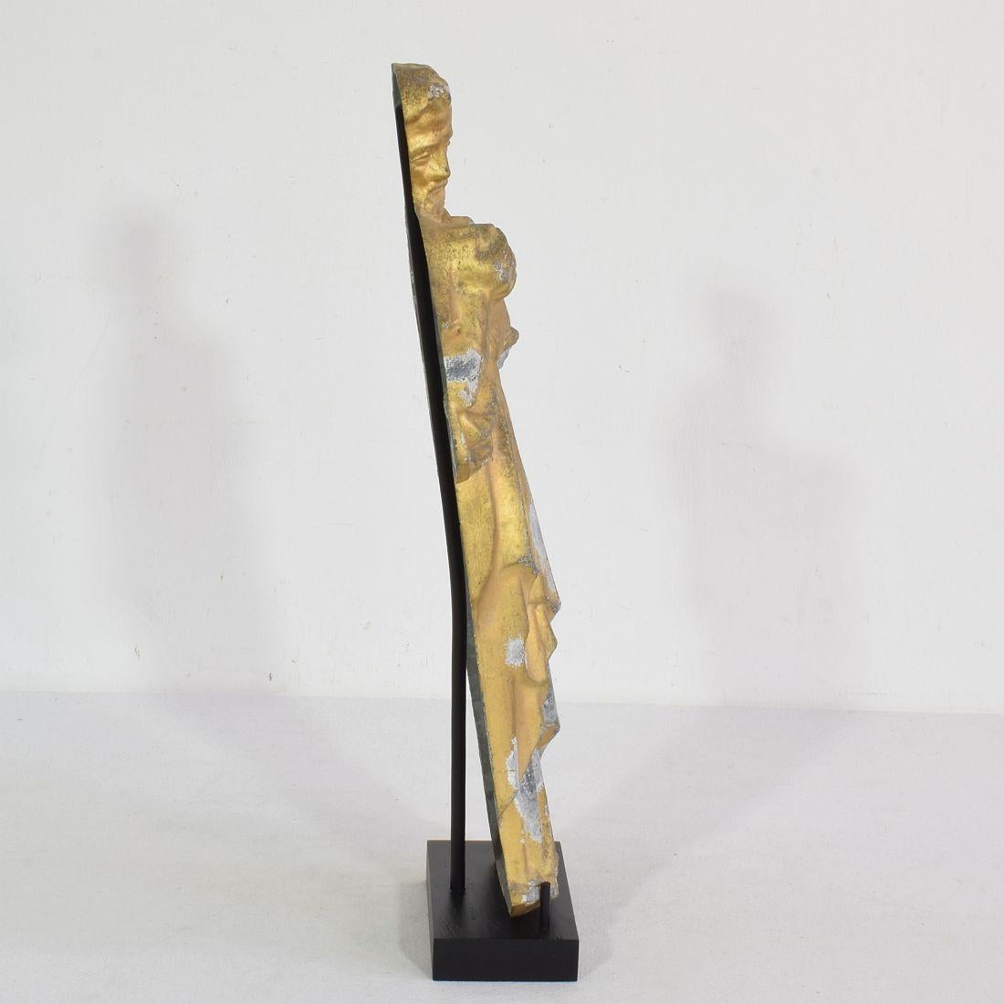 Gilt French Late 19th Century Neo Gothic Gilded Metal Saint Statue For Sale