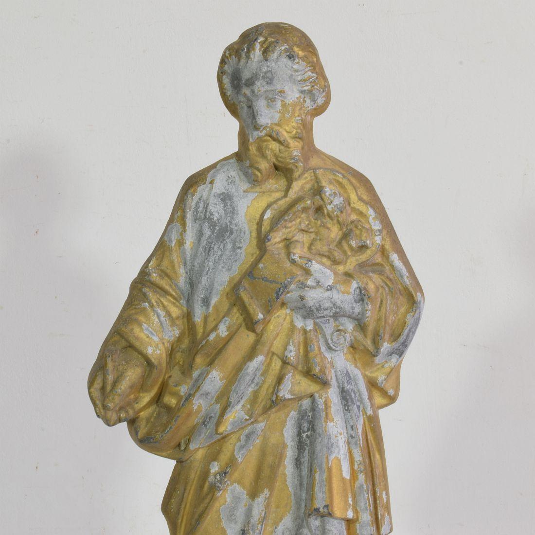 French Late 19th Century Neo Gothic Gilded Metal Saint Statue For Sale 2