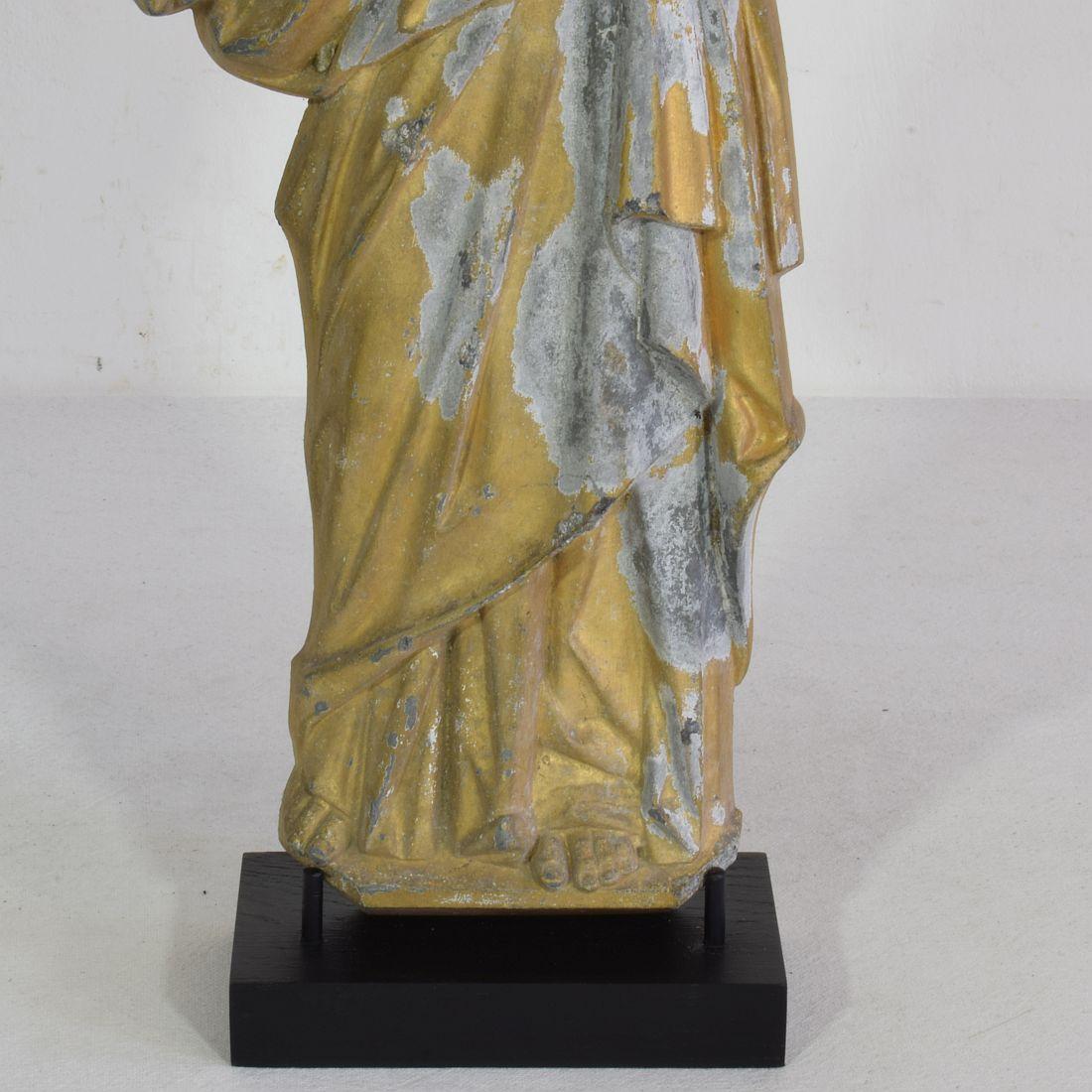 Statue de saint en métal doré néo-gothique français de la fin du XIXe siècle en vente 1