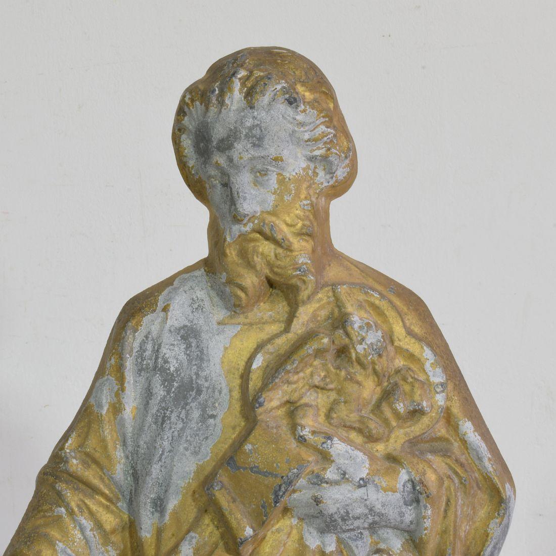 French Late 19th Century Neo Gothic Gilded Metal Saint Statue For Sale 4