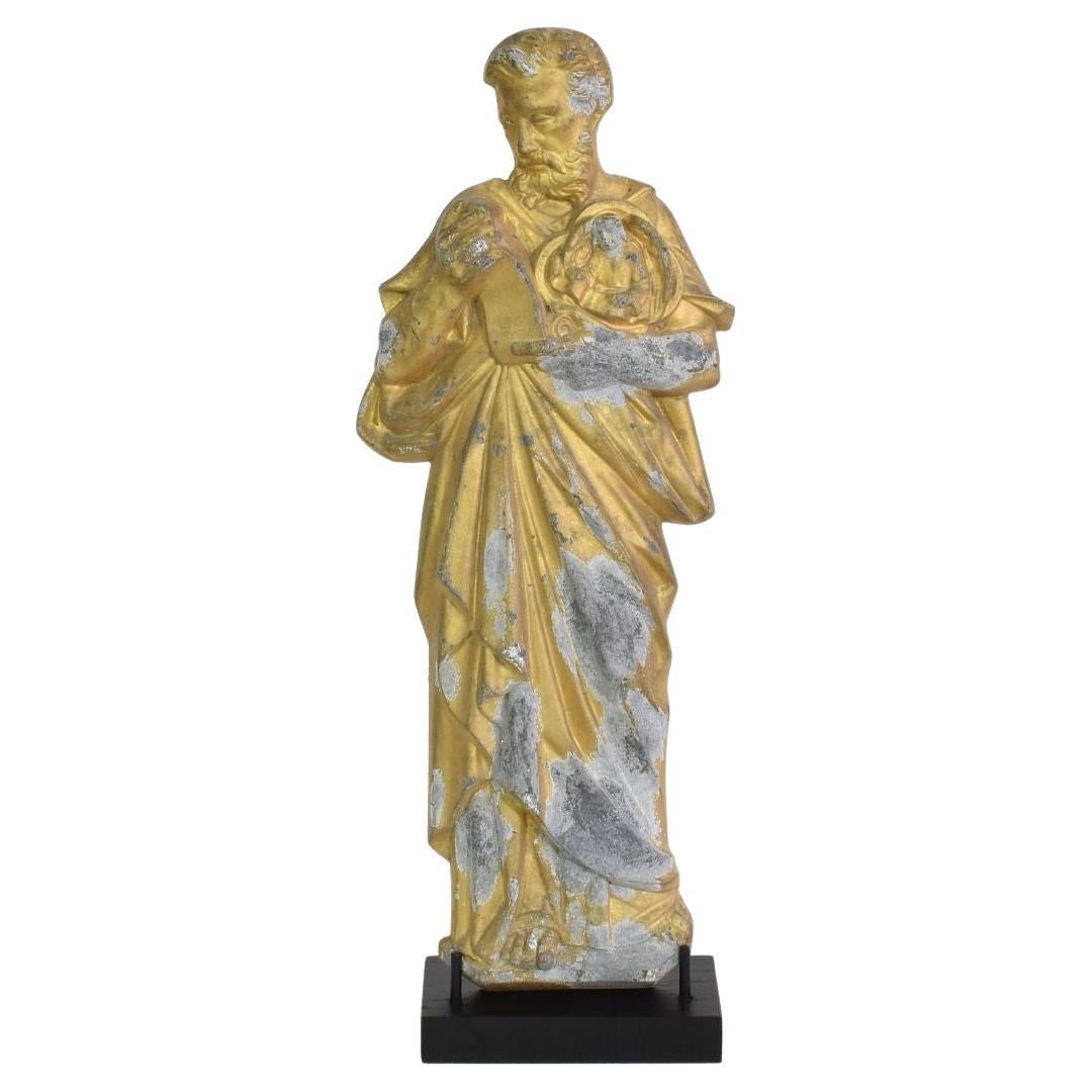 French Late 19th Century Neo Gothic Gilded Metal Saint Statue