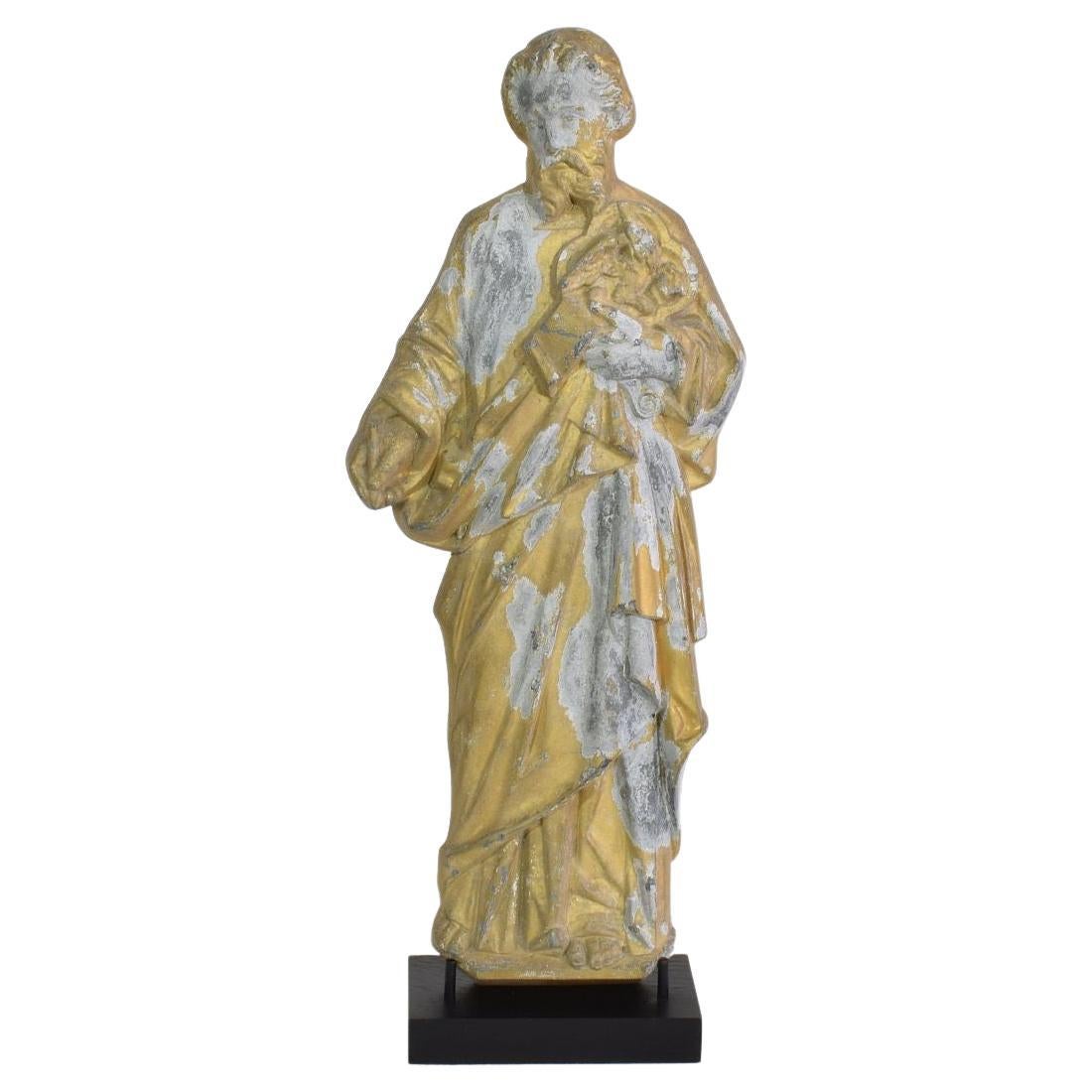 Statue de saint en métal doré néo-gothique français de la fin du XIXe siècle