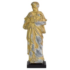 Französische Heilige Statue aus vergoldetem Metall des späten 19.