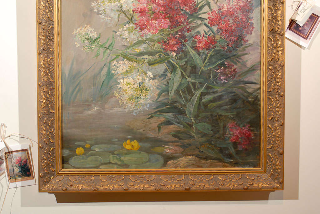 French Late 19th Century Oil on Canvas Still-Life Painting Depicting Flowers In Good Condition In Atlanta, GA