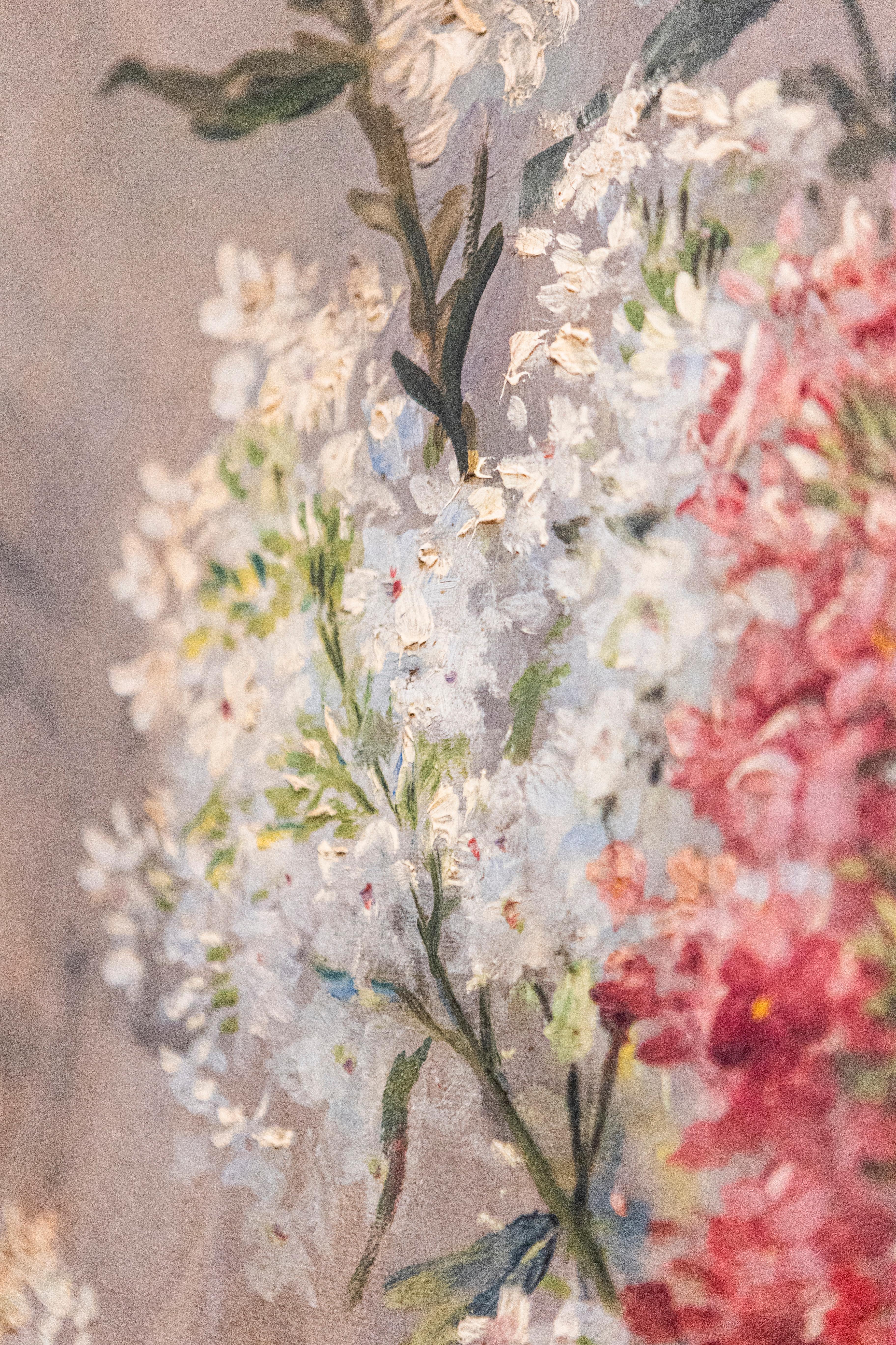 Huile sur toile de la fin du XIXe siècle représentant des fleurs dans une nature morte Bon état - En vente à Atlanta, GA