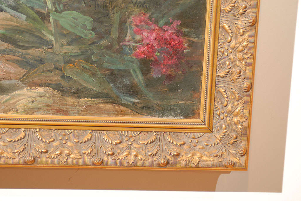 French Late 19th Century Oil on Canvas Still-Life Painting Depicting Flowers 2