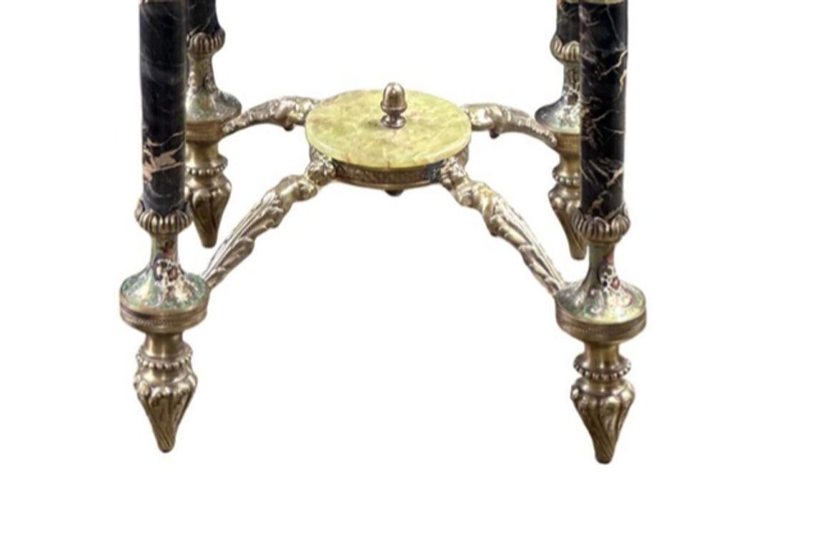 Table d'appoint française de la fin du XIXe siècle en onyx et marbre cloisonné Bon état - En vente à Los Angeles, CA