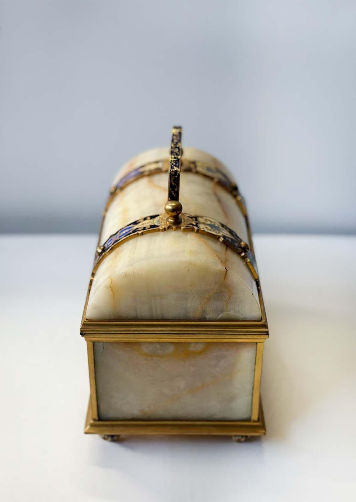 French Late 19th Century Onyx Champlevé Jewelry Box For Sale 2