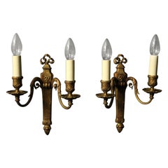 French Late 19th Century Pair of Bronze Antique Wall Lights