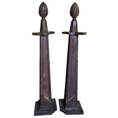 French Late 19th Century Pair of Gate Supports