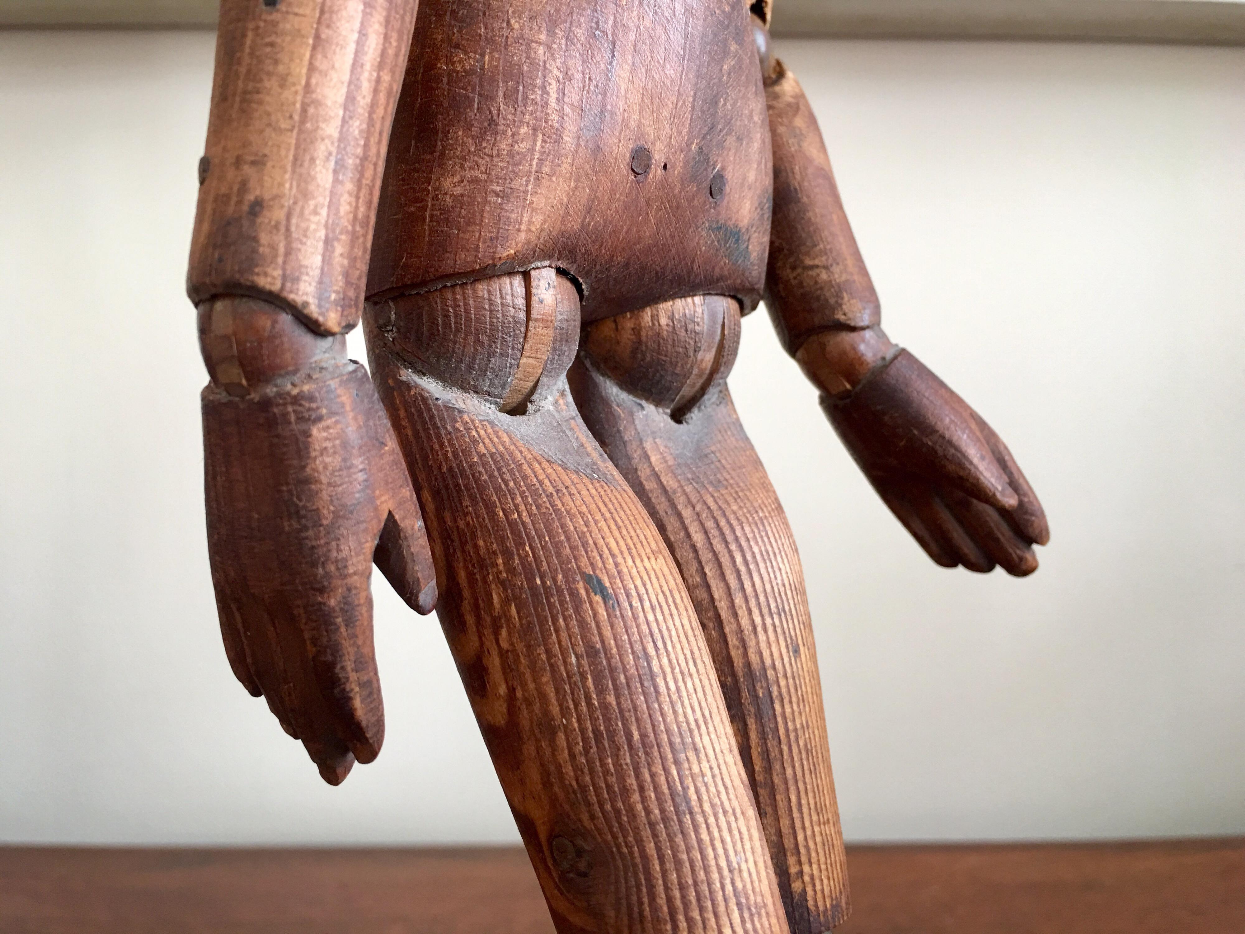 Early 20th Century French late 19th century pine artists lay figure For Sale