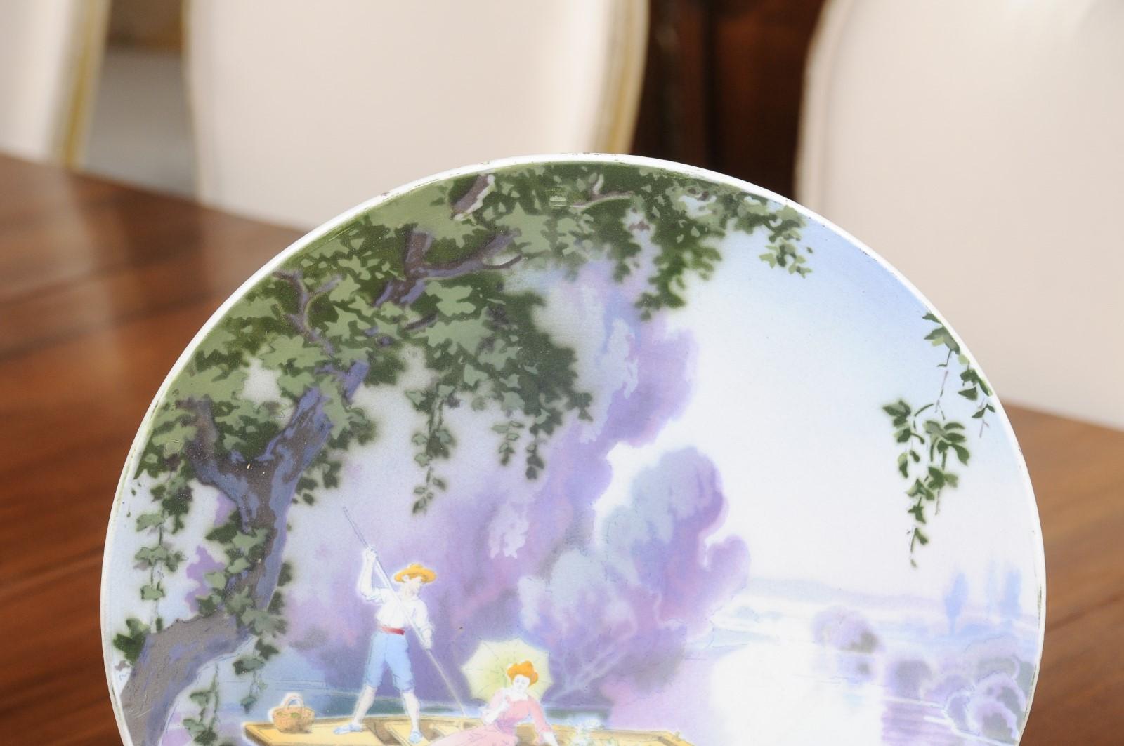 French Late 19th Century Porcelain Decorative Hanging Plate by Edmond Lachenal In Good Condition For Sale In Atlanta, GA