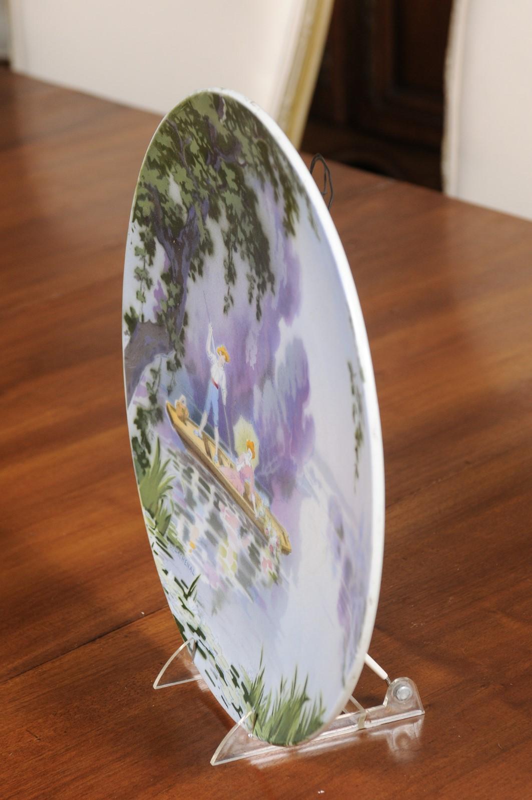 French Late 19th Century Porcelain Decorative Hanging Plate by Edmond Lachenal For Sale 5