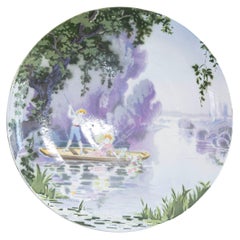 Plato decorativo para colgar de porcelana francesa de finales del siglo XIX de Edmond Lachenal
