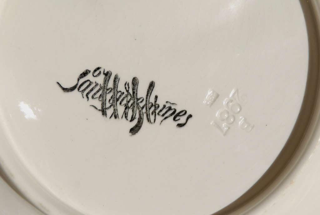 French Late 19th Century Sarreguemines Asparagus Plates with Shell Shaped Hole 5