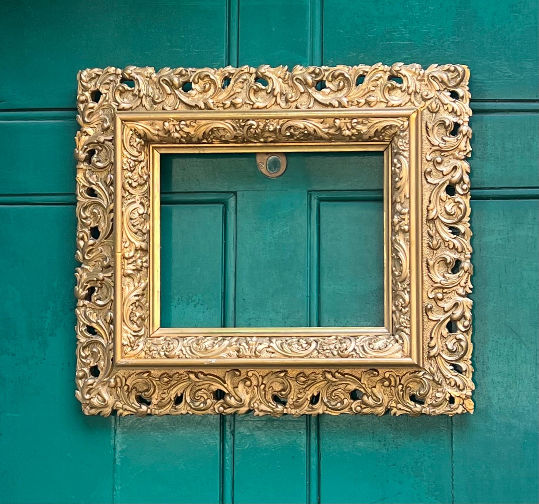 Antiguo Marco Dorado Ornamentado Francés ideal para Cuadro o Espejo en venta 4