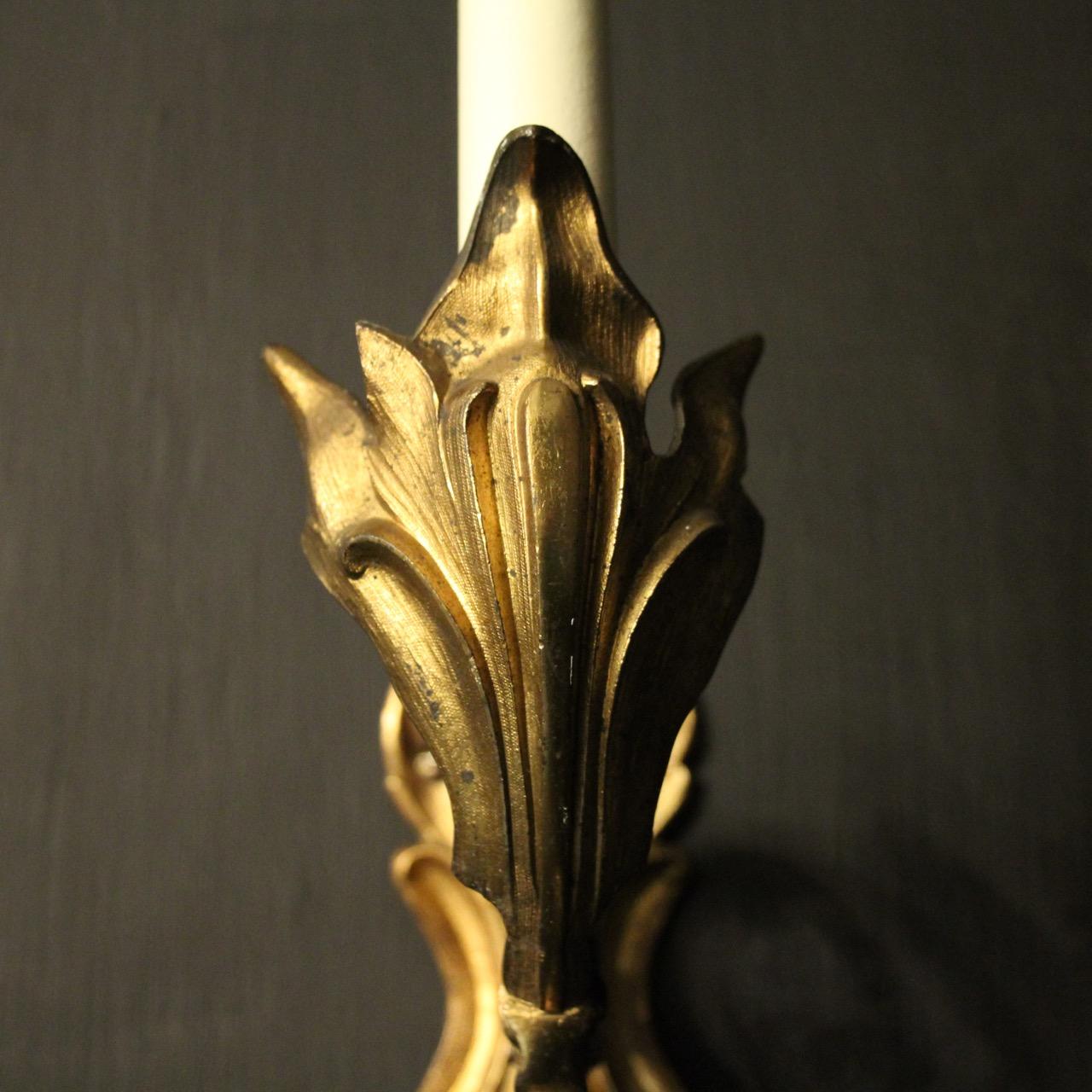 Gilt French Late 19th Century Set of 4 Bronze Single Arm Wall Lights For Sale