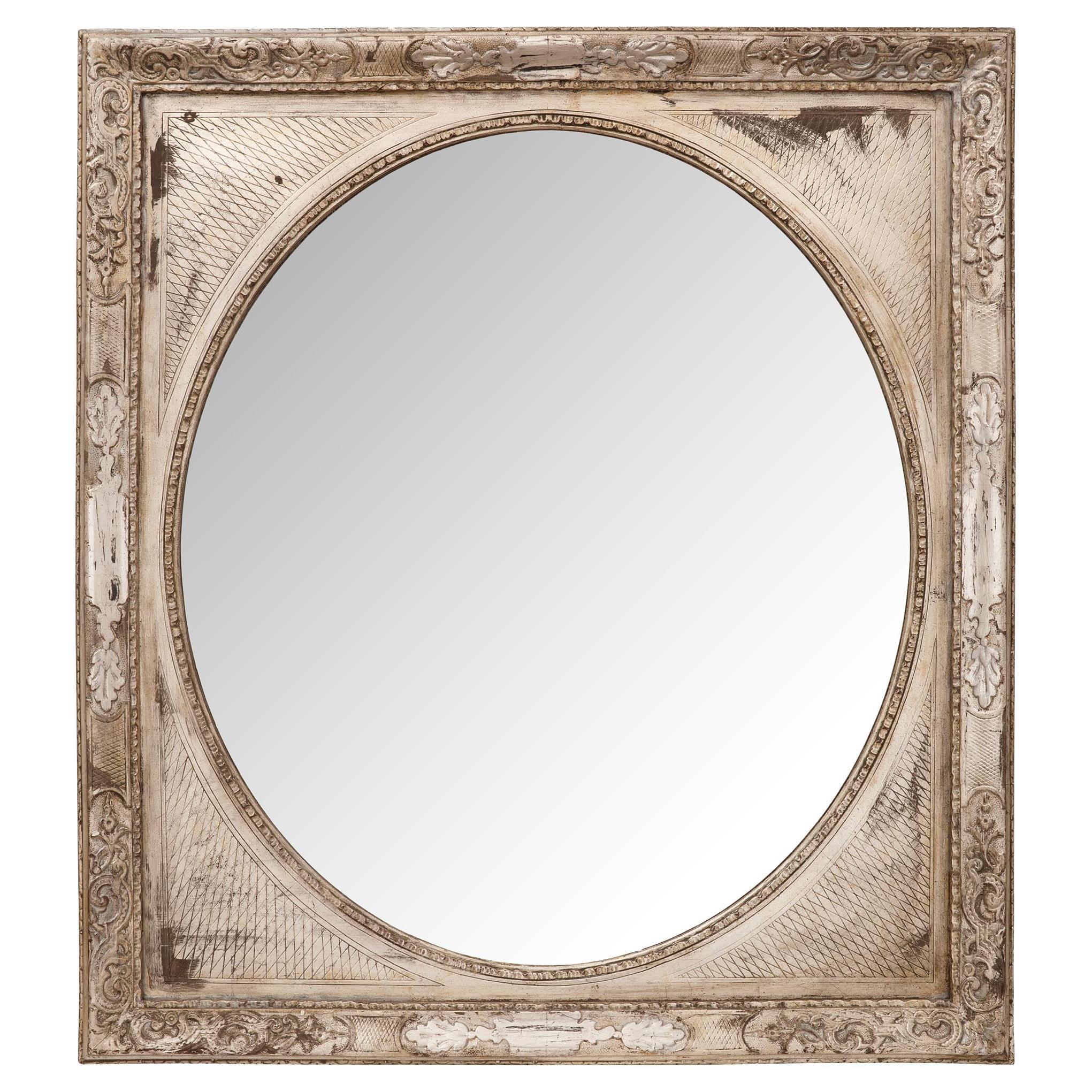French late 19th century Silver leaf mirror For Sale