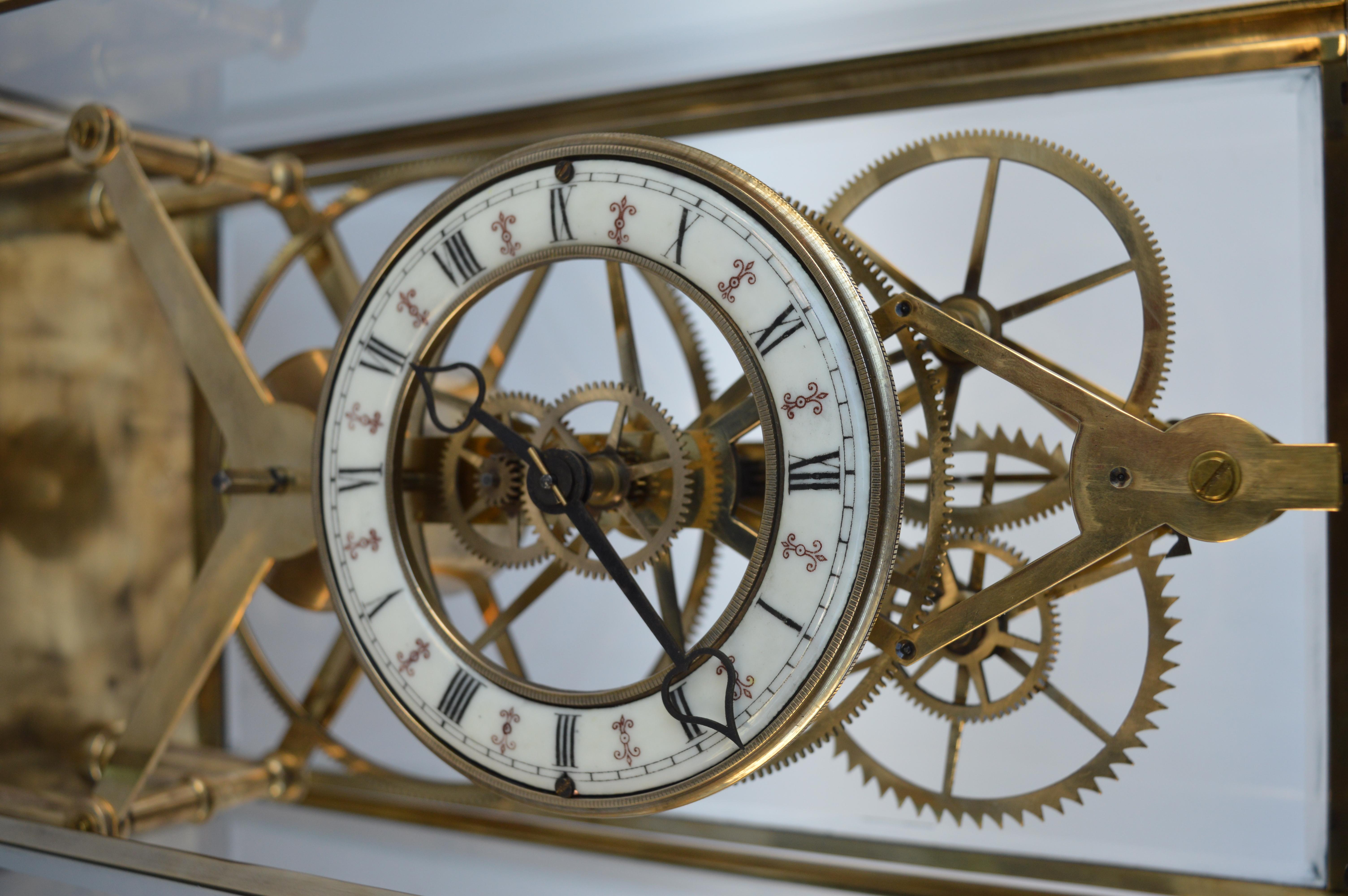 French Late 19th Century Skeleton Clock For Sale 1