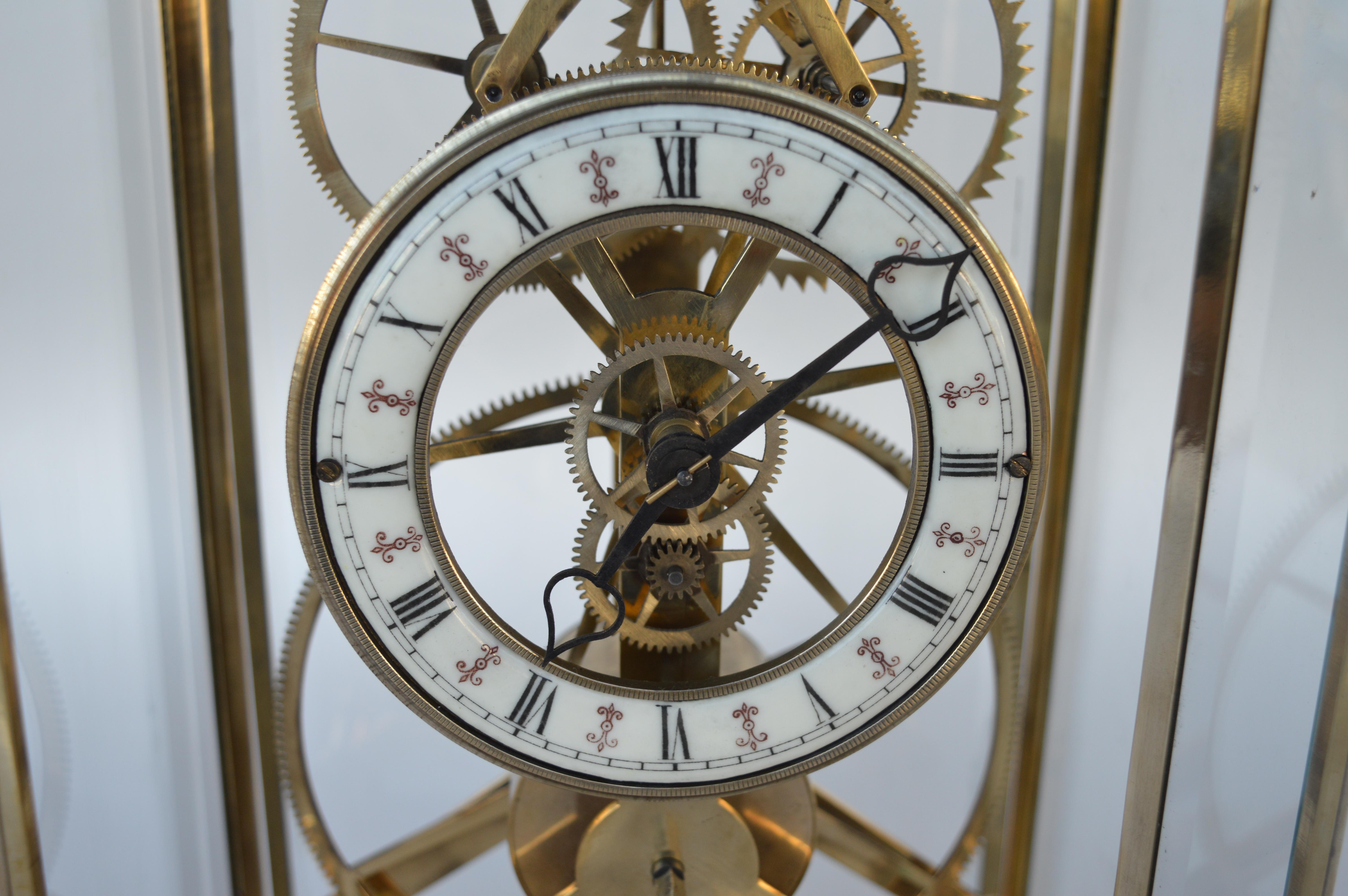 French Late 19th Century Skeleton Clock For Sale 2