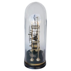 English Late 19th Century Skeleton Clock with Oval Glass Dome