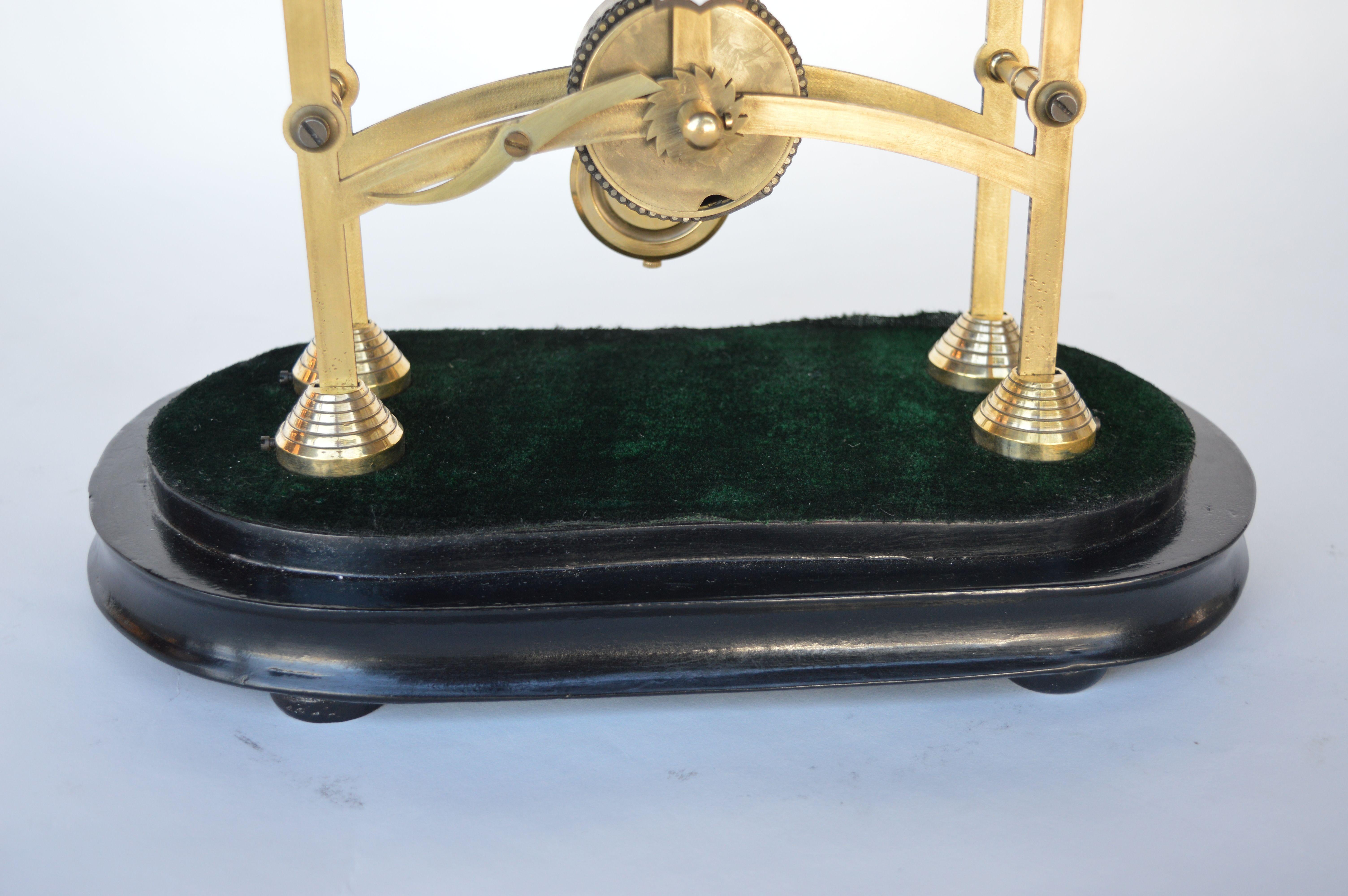 English Late 19th Century Skeleton Clock with Oval Glass Dome For Sale 1