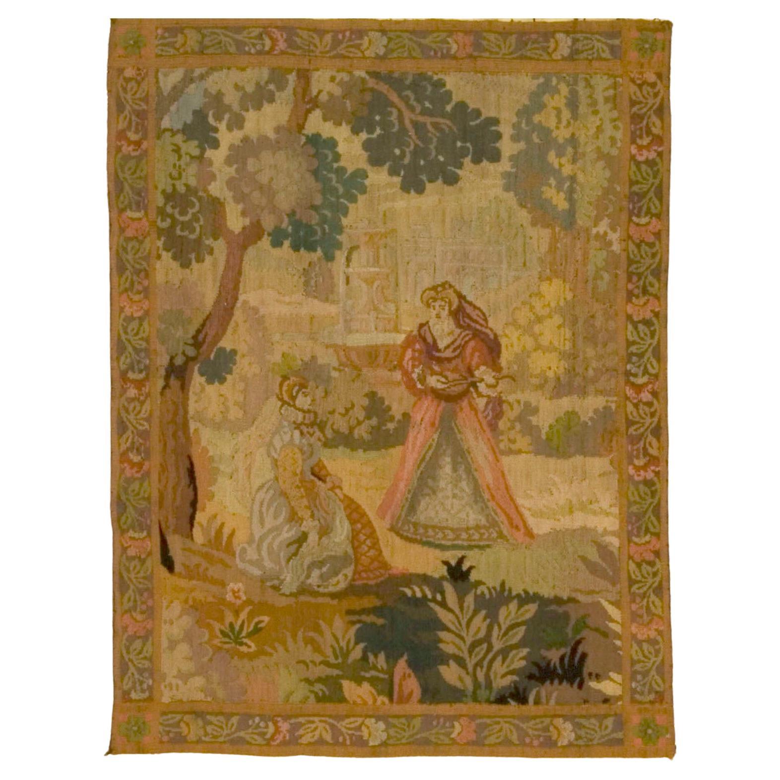 French Late 19th Century Tapestry  2'10x3'10 For Sale