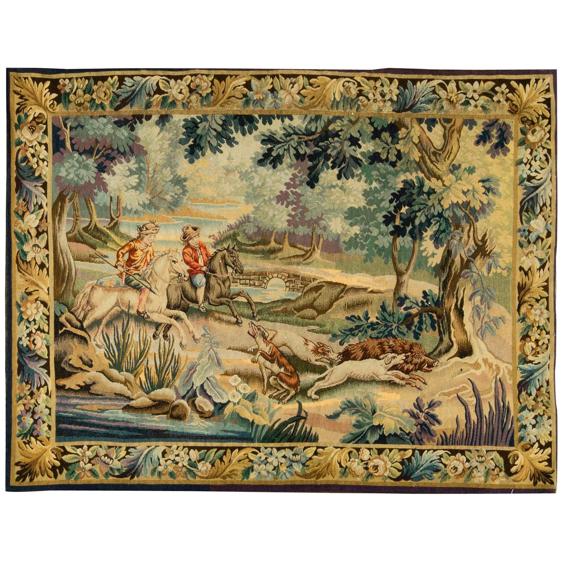 French Late 19th Century Tapestry  5'5 x 7'