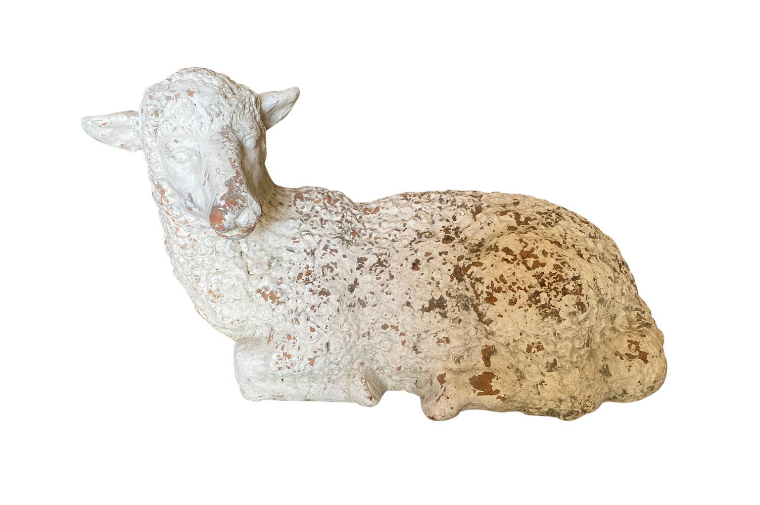 French Late 19th Century Terracotta Lamb In Good Condition In Atlanta, GA
