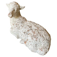 Antique French Late 19th Century Terracotta Lamb