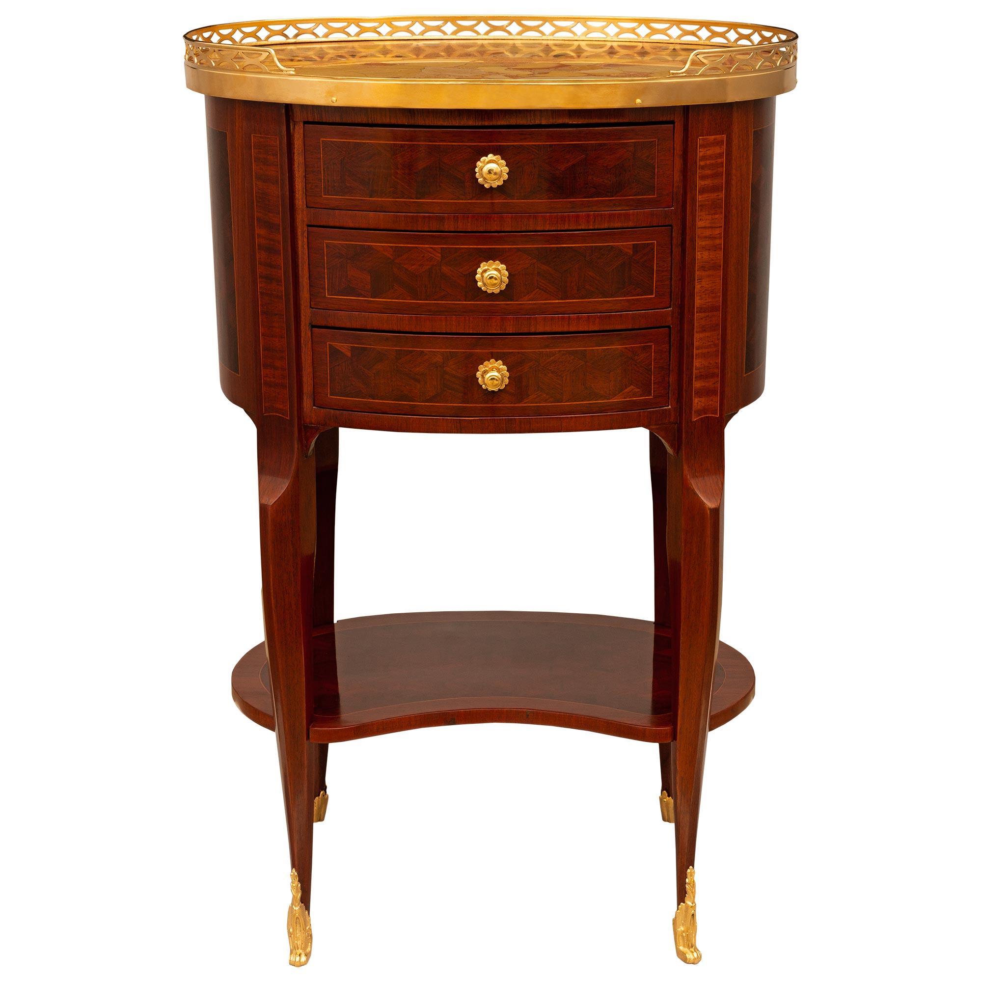 French Late 19th Century Transitional St. Tulipwood, Ormolu & Marble Side Table For Sale 7