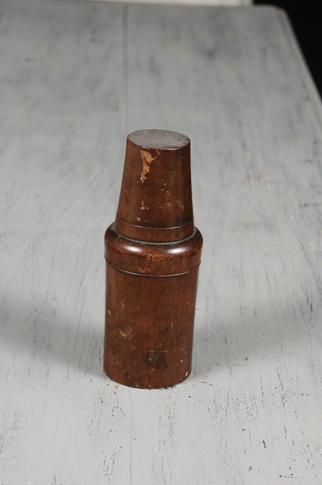 Wood French Late 19th Century Treenware Bottle With Conic Lid Serving as a Cup For Sale