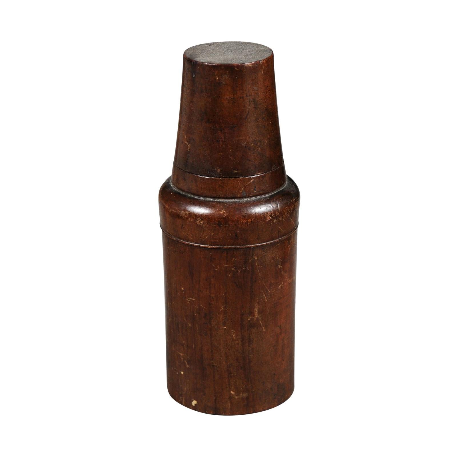 French Late 19th Century Treenware Bottle With Conic Lid Serving as a Cup For Sale
