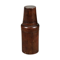French Late 19th Century Treenware Bottle With Conic Lid Serving as a Cup