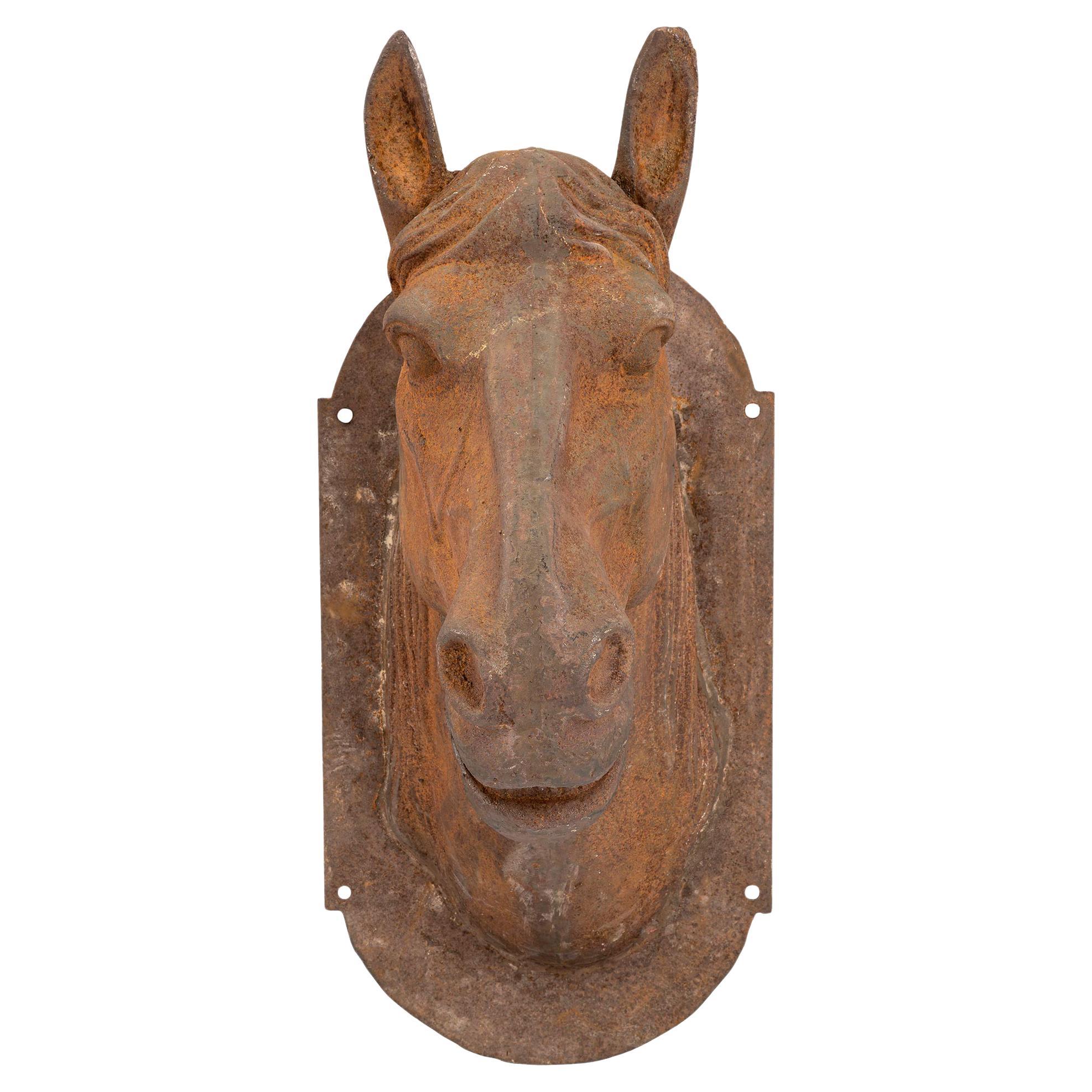 French Late 19th Century Wall-Mounted Statue of a Cast Iron Horse’s Head
