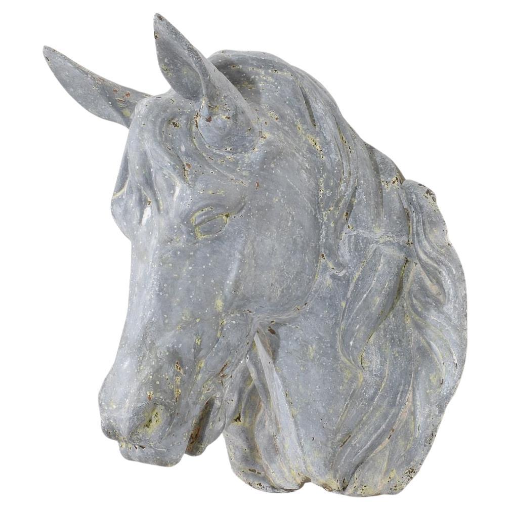 Enseigne commerciale en zinc à tête de cheval de la fin du 19e siècle